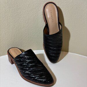 💜Talbots Woven Black Genuine Leather Slip-On Shoes Size 9.5